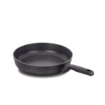 Korkmaz Ornella Granit Düz Tava 28 cm Siyah Volkanit Görünümlü Tek Parça Tasarım