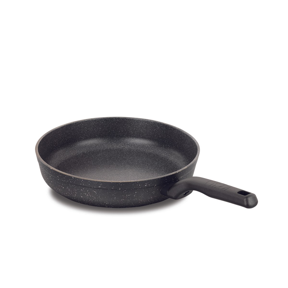 110000112209071.jpg Korkmaz Ornella Granit Düz Tava 28 cm Siyah Volkanit Görünümlü Tek Parça Tasarım - Görsel 1