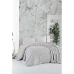 Elart Çeyiz Seti 53 Parça %100 Organik Pamuk Bahar Modeli 270x260 cm Gümüş Renk Desenli - Görsel 3