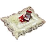 Finezza Rüya DekoratifFransız Dantelli İncili Krem Nişan Tepsisi 26*36 cm - 36