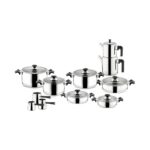 Aryıldız King Ideal Cam Kapak 20 Parça Çelik Çeyiz Seti-Simli Siyah