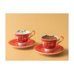 English Home Vanilla Porselen 2'li Kahve Fincan Takımı 90 ml Kırmızı