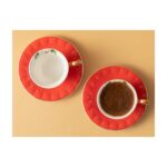 English Home Vanilla Porselen 2'li Kahve Fincan Takımı 90 ml Kırmızı - Görsel 2