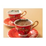 English Home Vanilla Porselen 2'li Kahve Fincan Takımı 90 ml Kırmızı - Görsel 3