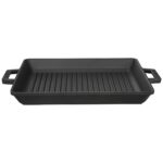 Lava Döküm Dikdörtgen Izgara Tavası Döküm Demir Yekpare Çift Kulplu Ölçü 26x32cm.