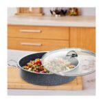 Eda Zeyna 36 cm Cam Kapaklı Granit Pilav Karnıyarık Tenceresi Gri