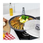 Oms 3291 Metal Kapaklı 36 cm Balık Gözleme Bazlama Tavası Gri