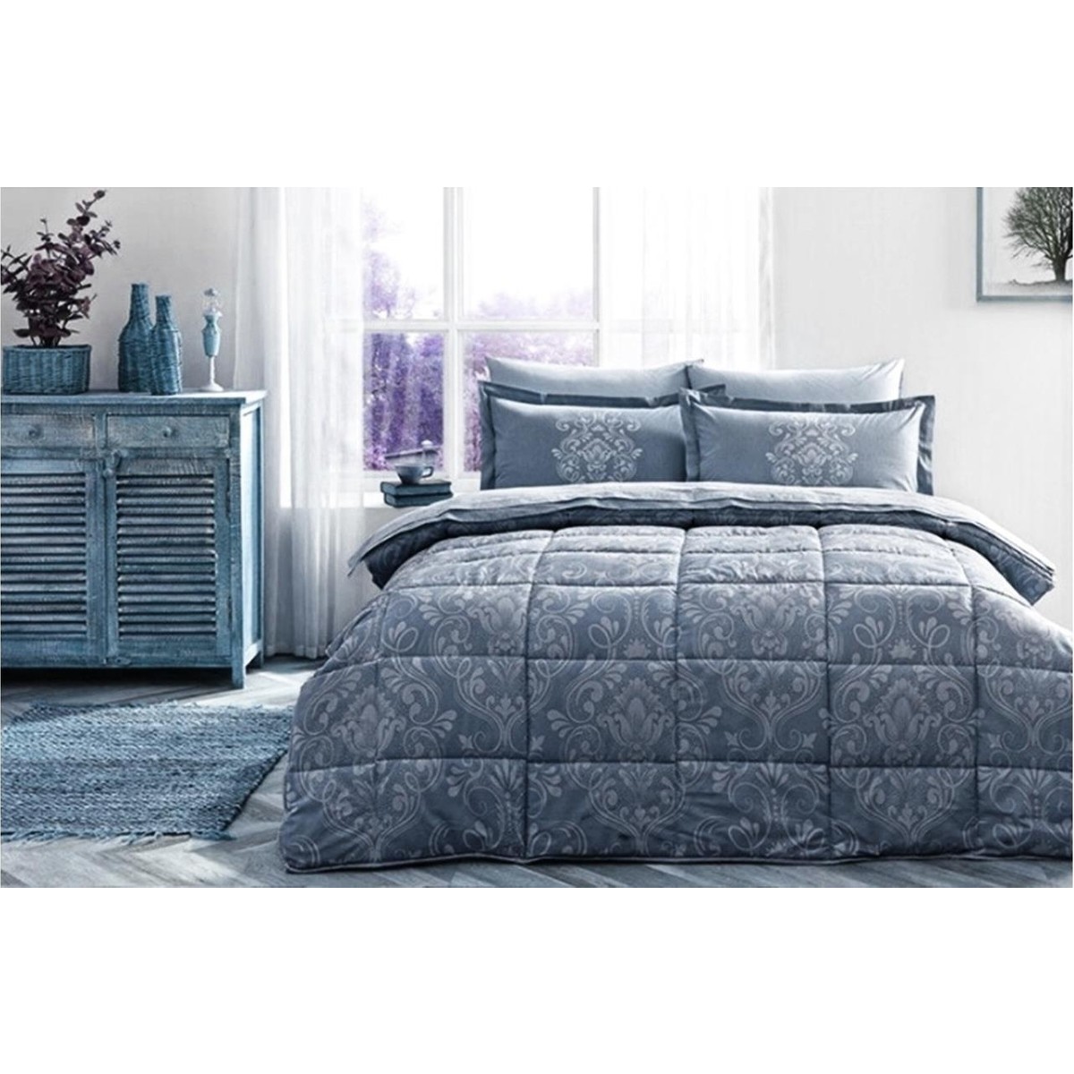 110000186120197.jpg Özdilek Çift Kişilik Uyku Seti Antiko Antrasit - Görsel 1