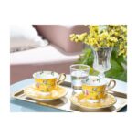 English Home Vanilla Porselen 2 Kişilik Kahve Fincan Takımı 90 ml Sarı-Turuncu