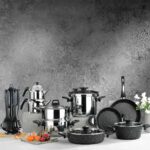 Schafer 20 Parça İndüksiyon Uyumlu Granit Kaplama Çelik Tencere Seti Siyah