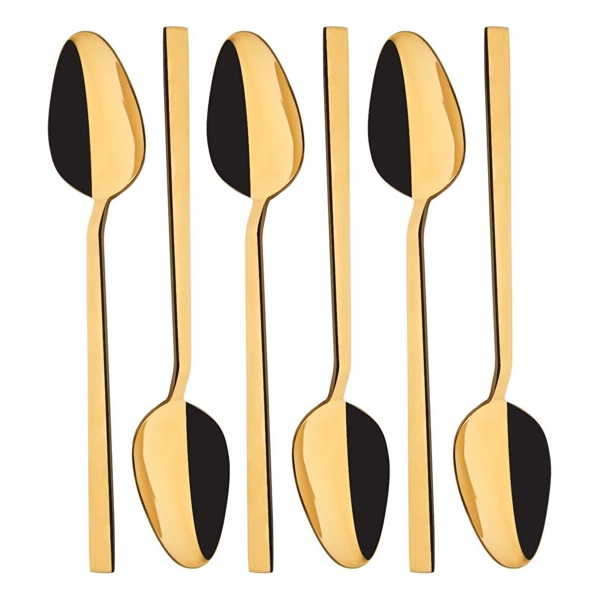 110000210808171.jpg Dmr Life Pırlanta Titanyum Gold Yemek Kaşık 6 Adet - Görsel 1