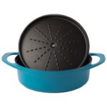 POT ART Fonksiyonel Kapaklı Mavi Sığ Döküm Tencere 26 cm - Görsel 2