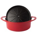 POT ART Fonksiyonel Kapaklı Kırmızı Derin Döküm Tencere 28 cm - Görsel 2
