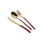 Glore Roma Çatal Kaşık Bıçak Takımı Gold-Kırmızı