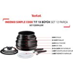 Tefal Ingenio SimpleCook 1X Büyük Tava Tencere Seti - 12 Parça - Görsel 2