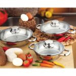 Gülsan 6 Parça Cam Kapaklı Paslanmaz Çelik Omlet Tencere Seti (16 cm, 18 cm, 20 cm)