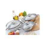 Gülsan 6 Parça Cam Kapaklı Paslanmaz Çelik Omlet Tencere Seti (16 cm, 18 cm, 20 cm) - Görsel 3