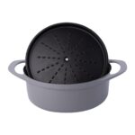 Pot Art Fonksiyonel Kapaklı Gri Derin Döküm Tencere 28 cm - Görsel 2