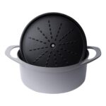 Pot Art Fonksiyonel Kapaklı Gri Derin Döküm Tencere 24 cm - Görsel 2