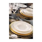 Kütahya Porselen Bone Olympos 54 Parça 12 Kişilik Krem Yemek Takımı – Zarif ve Modern Tasarımlı Kaliteli Porselen