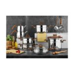 Kahramanlar Bahar Çeyiz Seti  Çelik Tencere Seti 18 Parça Ahşap 2110A