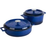 Lava 24 cm Yuvarlak Derin Tencere - 28 cm Yuvarlak Sığ Mavi Tencere Seti