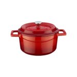 Lava Döküm Yuvarlak Tencere. Trendy ÇAP(Ø)20CM.  - Kırmızı