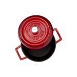 Lava Döküm Yuvarlak Tencere. Trendy ÇAP(Ø)20CM.  - Kırmızı - Görsel 3