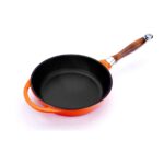 Lava Döküm Kızartma Tavası Ahşap Kulplu ÇAP(Ø)24CM Turuncu - Görsel 2