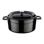 Lava Döküm Yuvarlak Tencere. Trendy ÇAP(Ø)24CM.  - Siyah