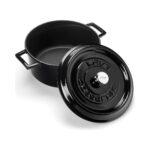 Lava Döküm Yuvarlak Tencere. Trendy ÇAP(Ø)24CM.  - Siyah - Görsel 2