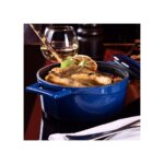 Lava Döküm Yuvarlak Tencere. Trendy ÇAP(Ø)28CM.  - Mavi - Görsel 4