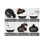 Vothoon Hava Nemlendirici 7 LED Işıklı Aromatik Oda Kokusu  550 ml Kahve Aroma Difüzörü Buhar - Görsel 3