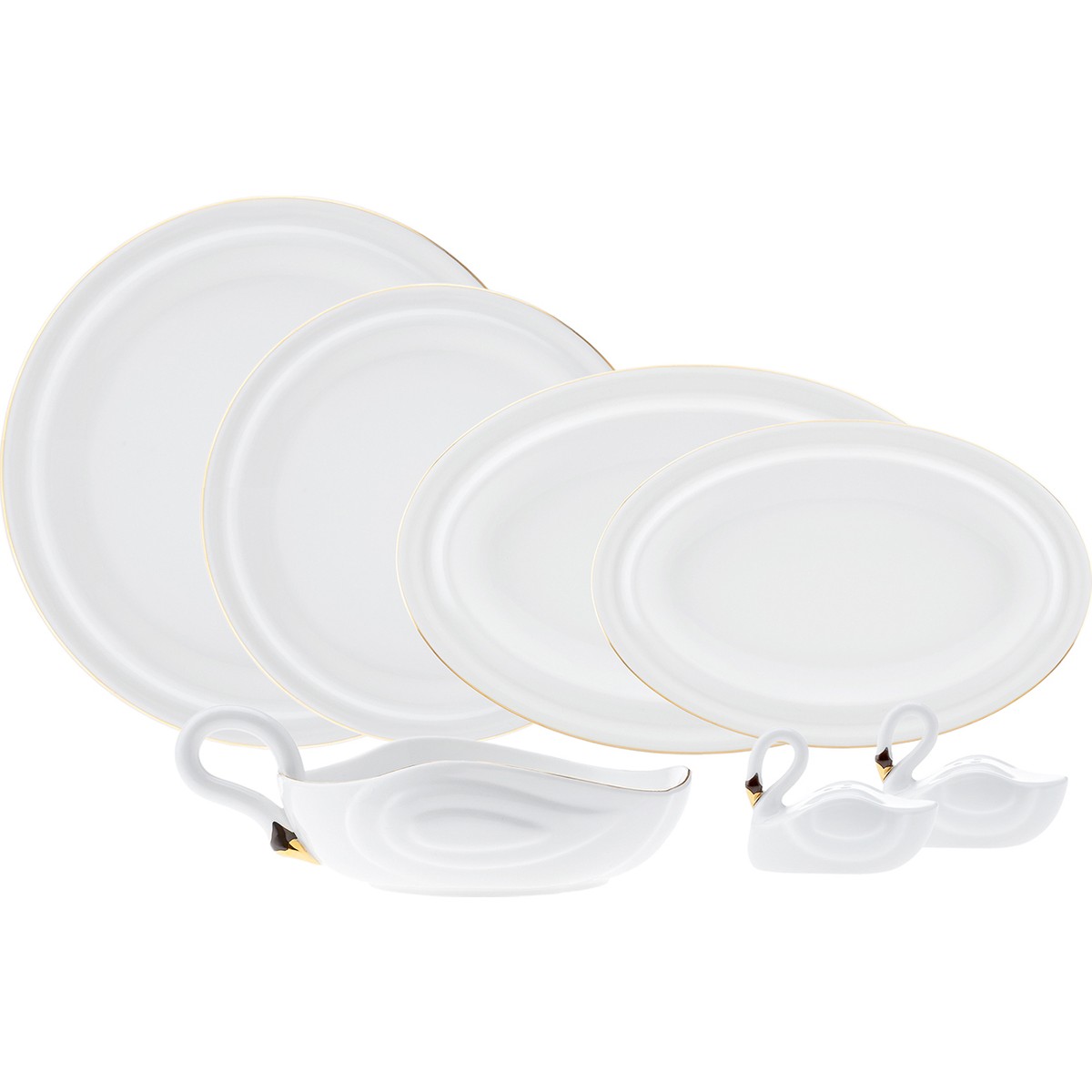 110000266966414.jpg Karaca Swan 22 Parça 6 Kişilik Porselen Yemek Takımı - Görsel 1