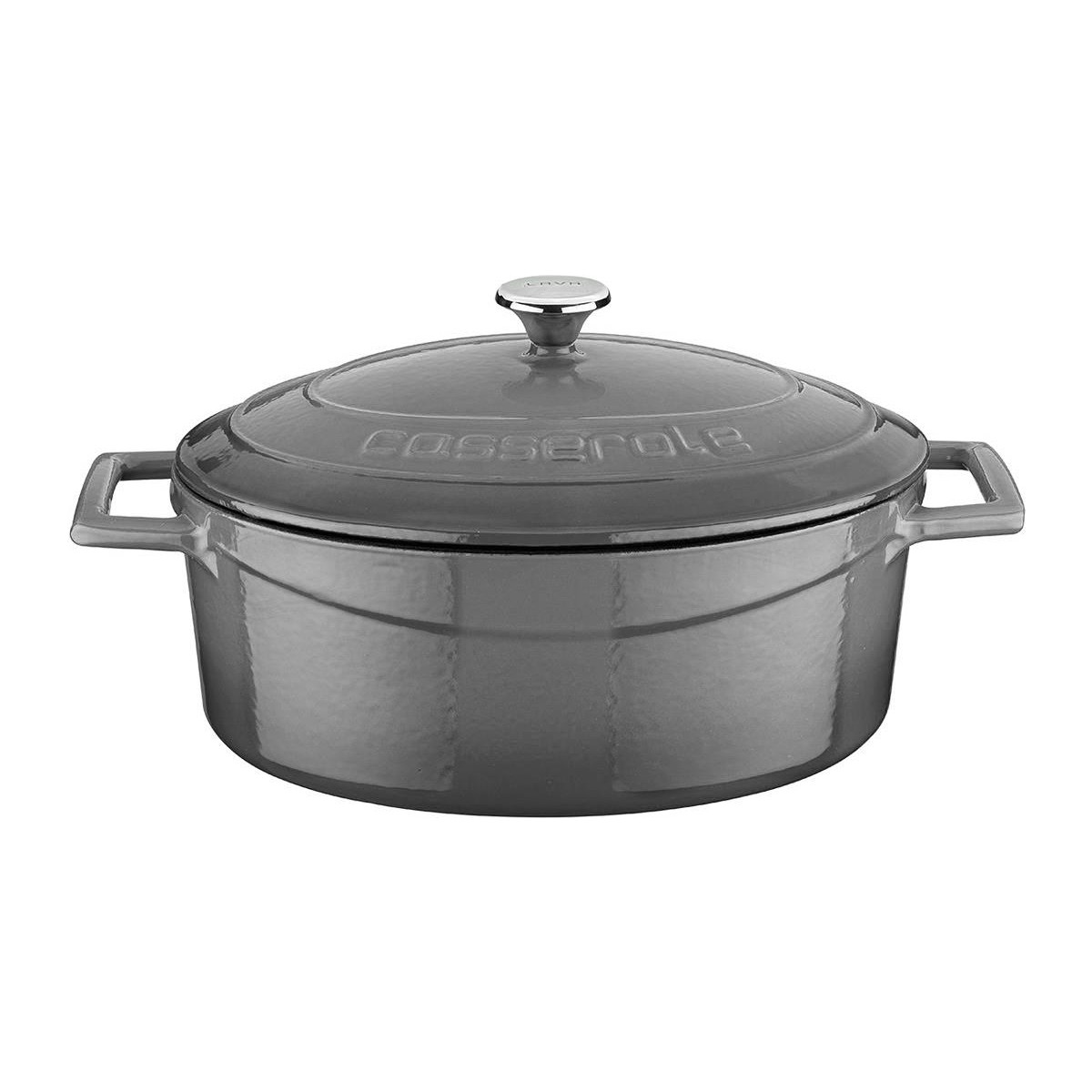 110000270461086.jpg Lava Döküm Oval Tencere. Ölçü 21X25CM. - Gri - Görsel 1