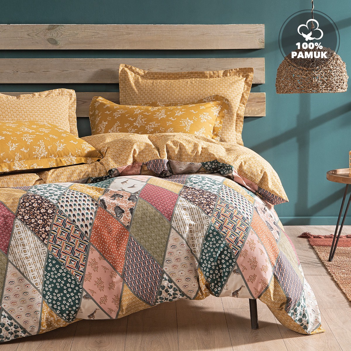 110000270554637.jpg Yataş Bedding Astrid Çift Kişilik Ranforce Nevresim Takımı - Hardal - Görsel 1