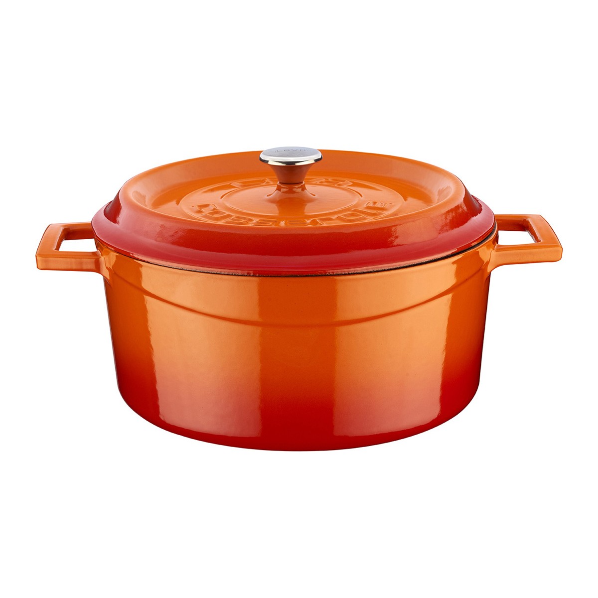 110000274402403.jpg Lava Döküm Yuvarlak Tencere. Trendy Çap(Ø) 24CM. - Turuncu - Görsel 1