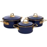 Karaca Piraye Emaye 3 Parça Tencere Seti Lacivert - Görsel 2