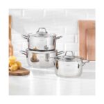 Nehir Silver Klasik 6 Parça Çelik Derin Tencere Seti