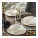Güral Porselen Atina 18 Parça Gold Bone 6 Kişilik Yemek Takımı – Şık, Dayanıklı ve Zarif Tasarım