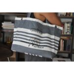 Ent Çanta ENTCANTA DENİZ Model Su Tutmaz Kumaştan Bayan Omuz Çantası -Lacivert Puanlı Beyaz Çizgili