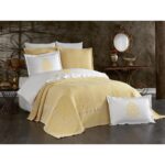 Finezza Pandora Jakar Nakışlı Pamuk Nevresimli Sarı Gelin Seti 9 Parça - 1201