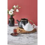 Neva NV10054 Porselen Demlikli Siyah Emaye Çaydanlık Takımı - Görsel 2