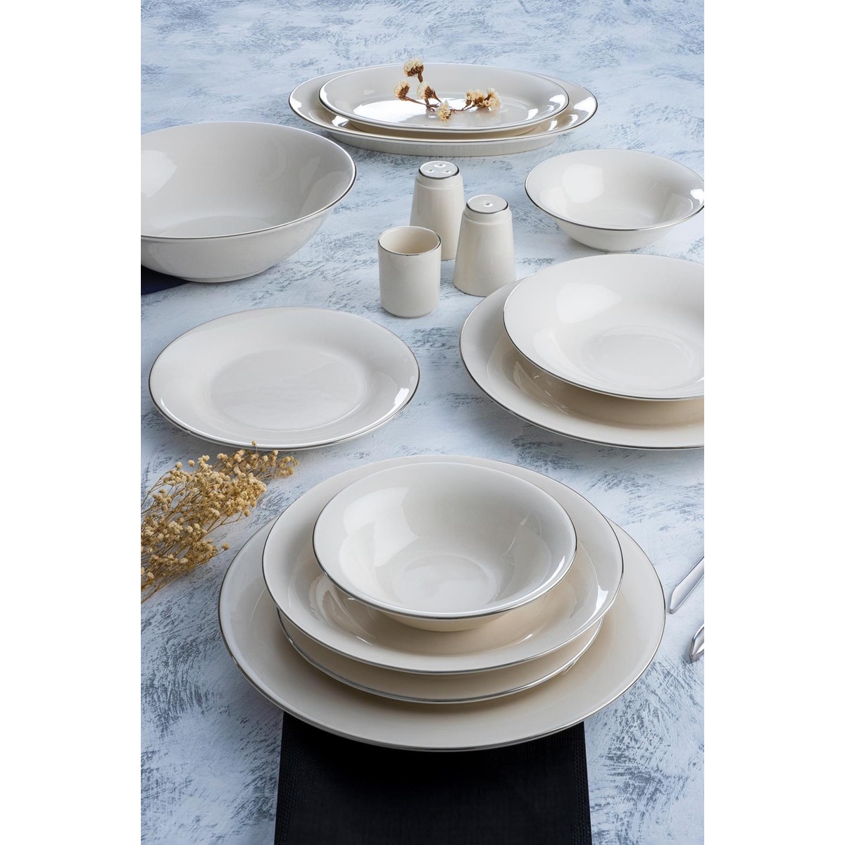110000294900968.jpg Acar Bria 60 Parça 12 Kişilik Beyaz Porselen Yemek Takımı – Sade Tasarım, Dayanıklı ve Mikrodalgaya Uygun - Görsel 1