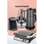 Goldmaster Platinium Antrasit Elektrikli Mutfak Çeyiz Seti 4 Lü Evlilik Paketi