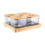 Bambum Krosna - 9 Parça Kapaklı Cam Kahvaltı Seti