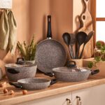 Emsan Olinda Granit Kaplama 10 Parça Tencere Seti – 22 cm Karnıyarık Tencere, Ergonomik Sap, Kolay Temizlik Özelliği