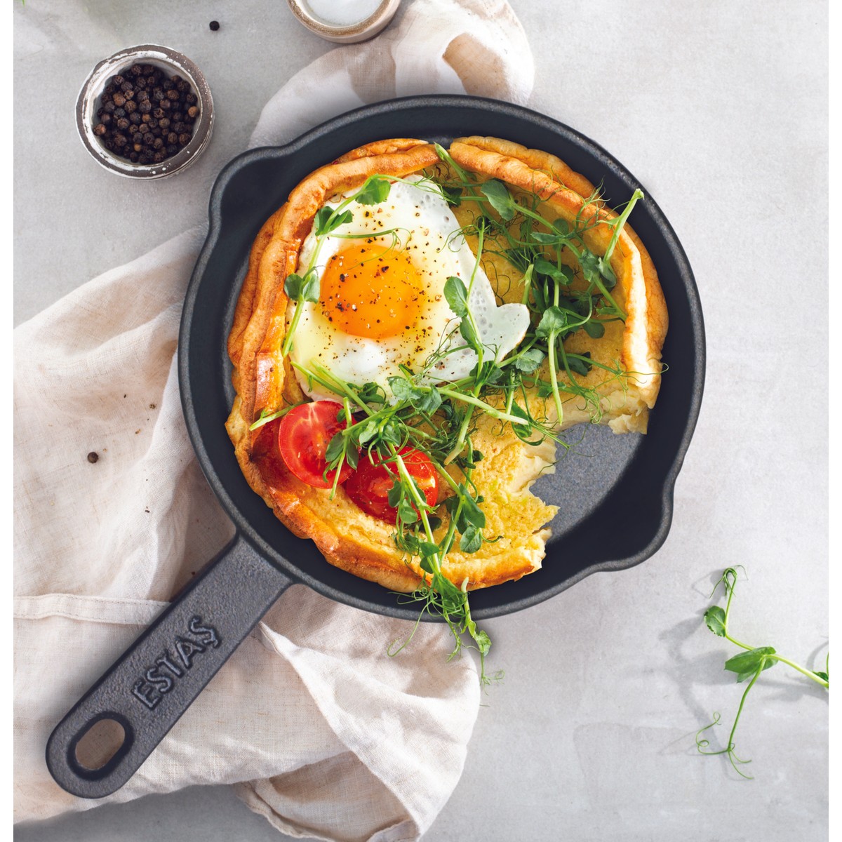 110000303619433.jpg ESTAŞ 14 cm Kaplamasız Demir Döküm Kulplu Tava – %100 Yerli Üretim, Dayanıklı ve Sağlıklı Pişirme Deneyimi - Görsel 1