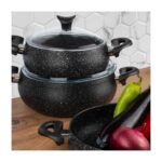 Taç 3819 Mastercook Tombik 7 Parça Granit Güveç Tencere Seti Siyah - Görsel 2