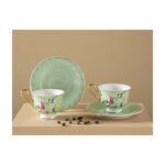 English Home Vanilla New Bone China 2'li Kahve Fincan Takımı 90 ml Açık Yeşil - Görsel 2